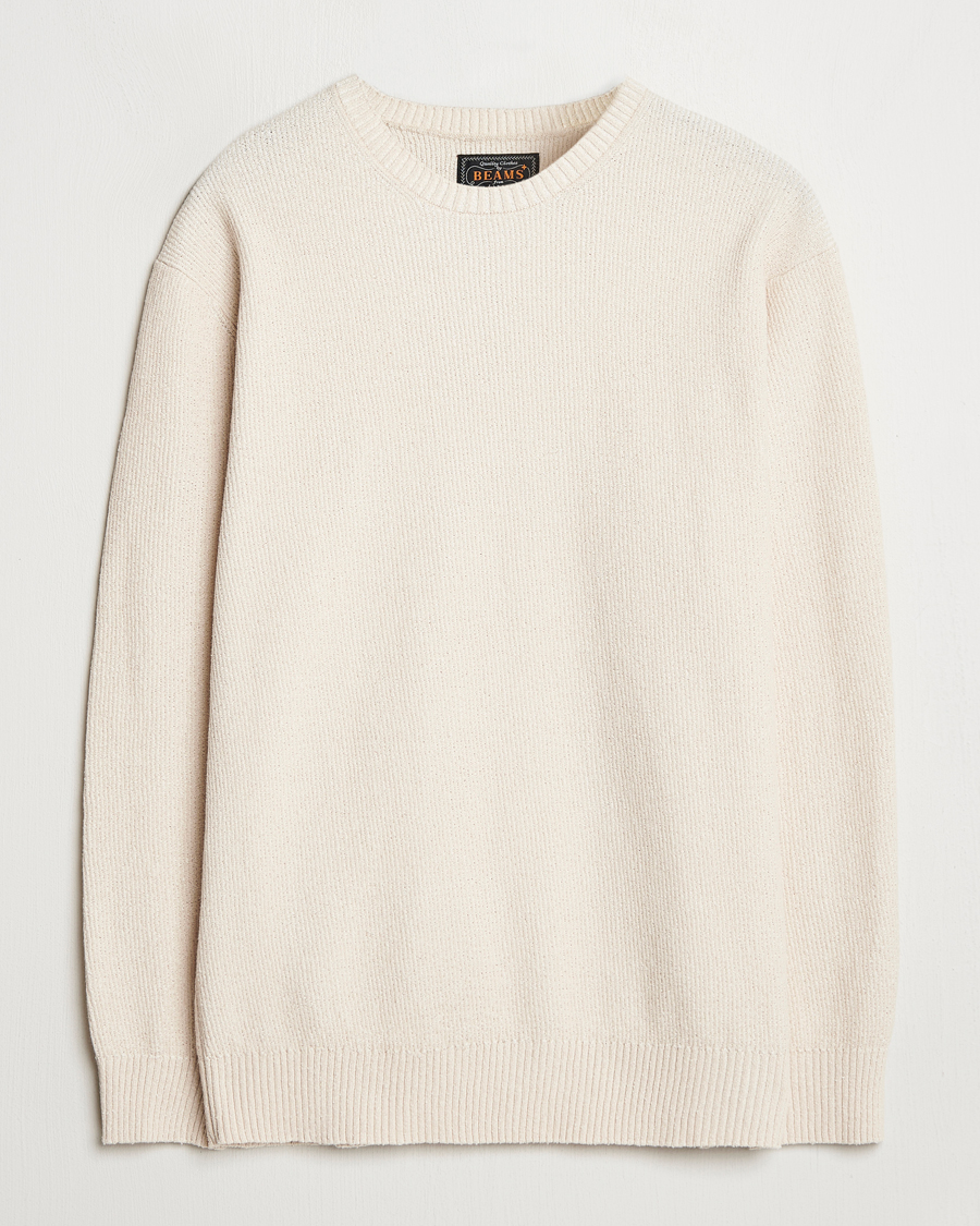 Herr | Tröjor | BEAMS PLUS | Cotton Rib Crewneck Beige