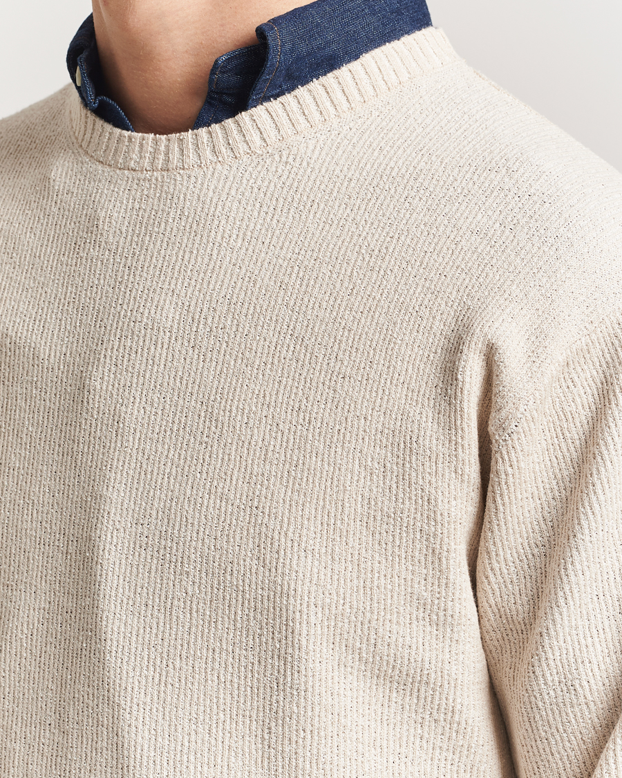 Herr | Tröjor | BEAMS PLUS | Cotton Rib Crewneck Beige