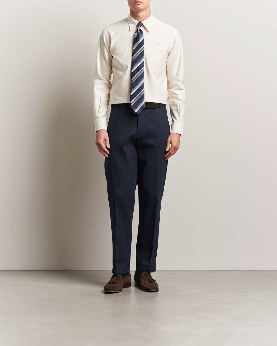 Herr | Skjortor | Kamakura Shirts | Vintage Ivy Oxford Button Down Shirt Beige