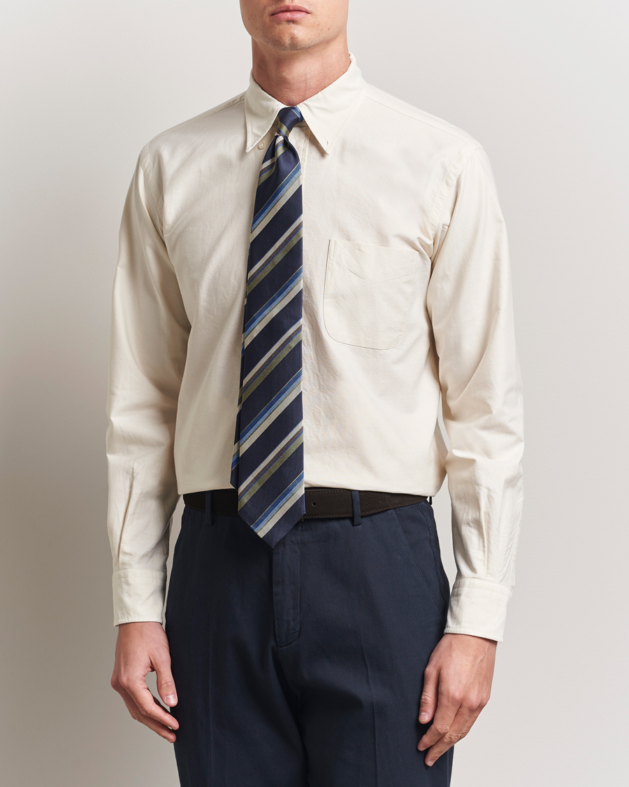 Herr | Skjortor | Kamakura Shirts | Vintage Ivy Oxford Button Down Shirt Beige