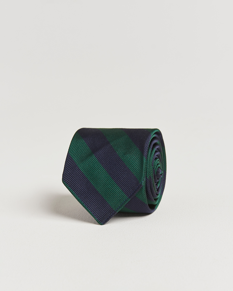 Herr | Slipsar | Kamakura Shirts | Vintage Ivy Regimental Stripe Silk Tie Navy/Green