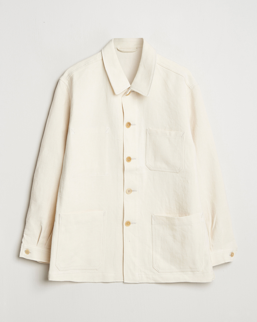 Herr | Jackor | Kamakura Shirts | Linen French Worker Jacket Off White