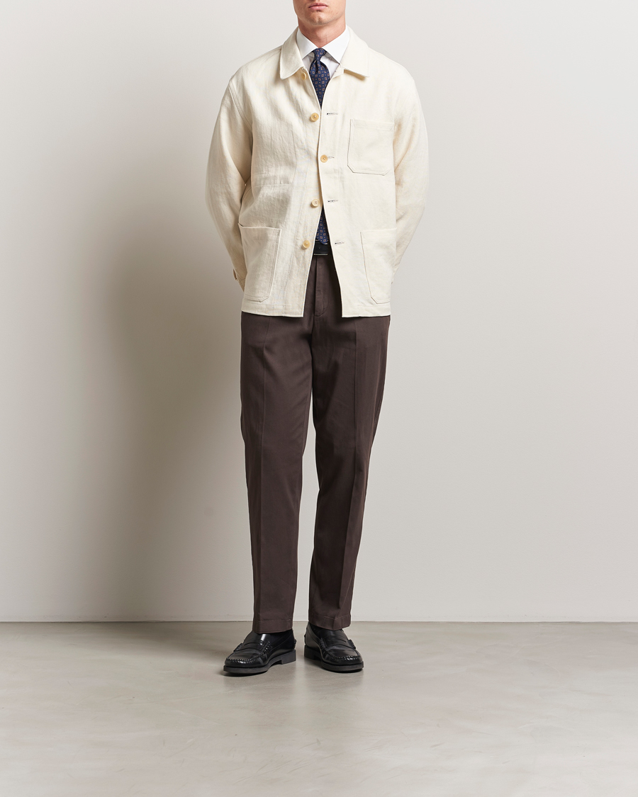 Herr | Jackor | Kamakura Shirts | Linen French Worker Jacket Off White