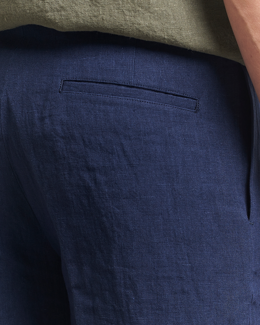Herr | Shorts | Kamakura Shirts | Pleated Linen Shorts Navy