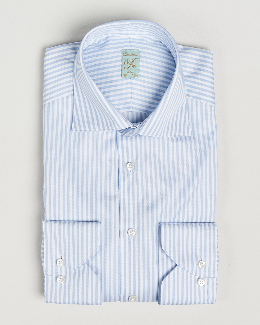 Herr | Skjortor | Stenströms | 1899 Slim Striped Cotton Twill Shirt Blue/White
