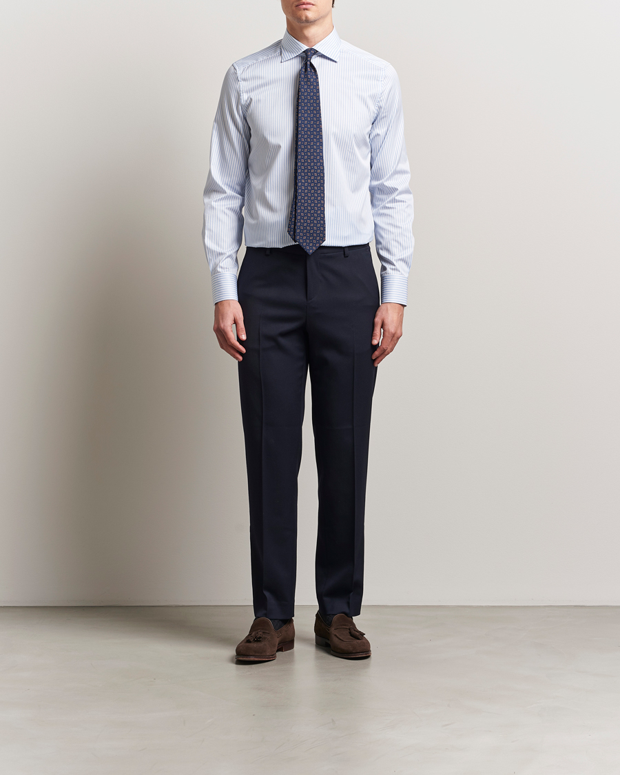 Herr | Skjortor | Stenströms | 1899 Slim Striped Cotton Twill Shirt Blue/White