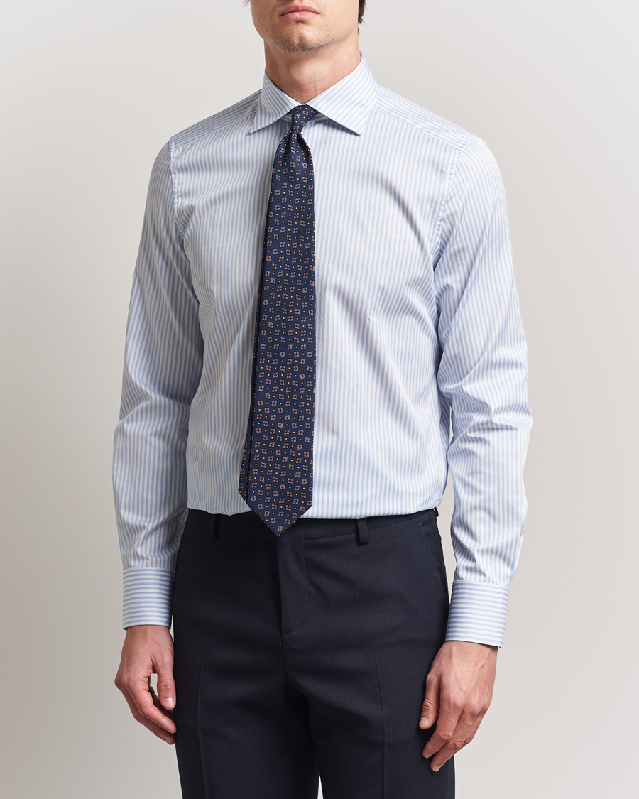 Herr | Skjortor | Stenströms | 1899 Slim Striped Cotton Twill Shirt Blue/White