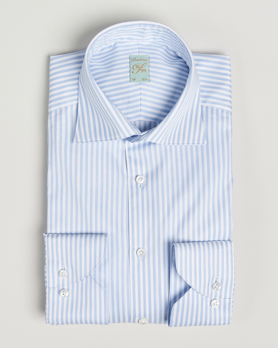 Herr | Skjortor | Stenströms | 1899 Striped Cotton Twill Shirt Blue/White