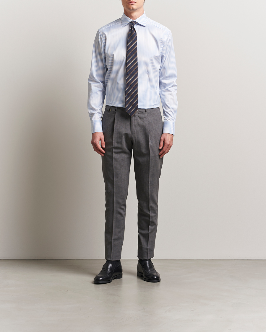 Herr | Skjortor | Stenströms | 1899 Striped Cotton Twill Shirt Blue/White