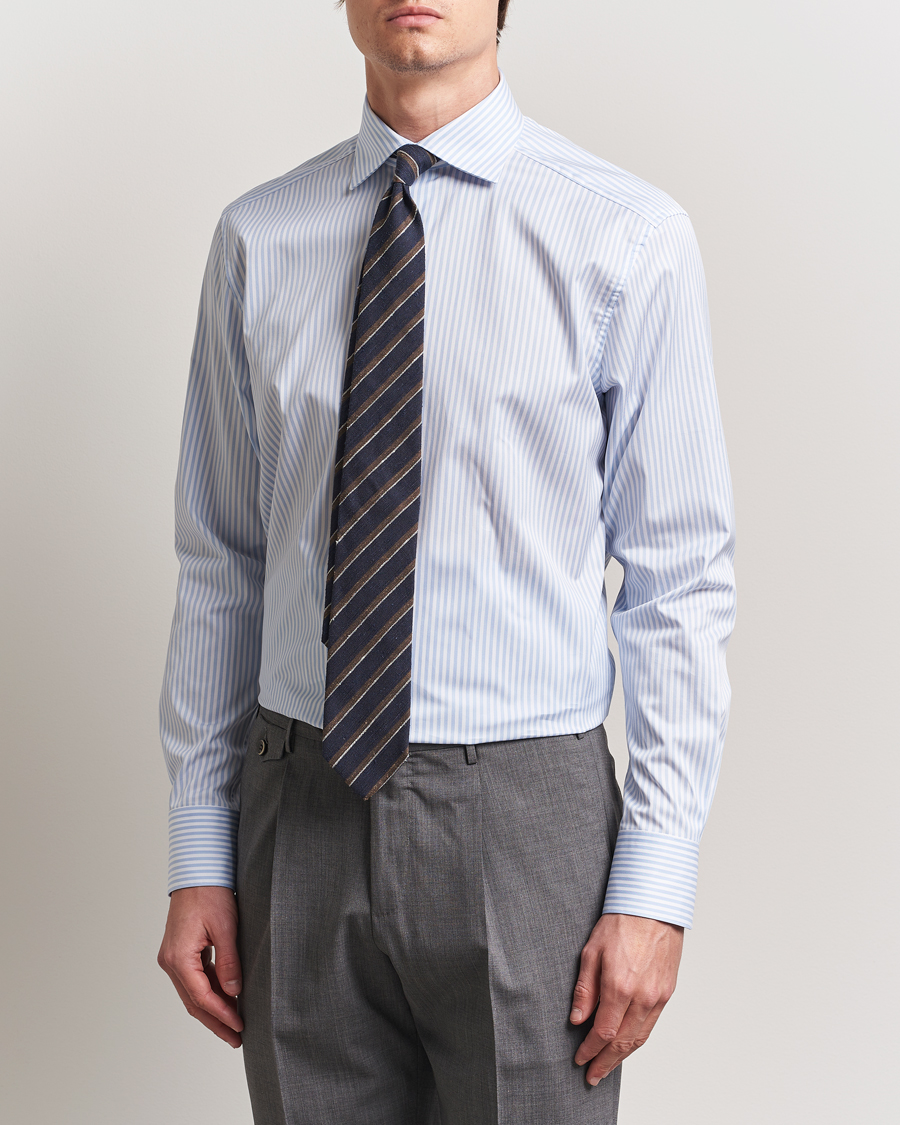 Herr | Skjortor | Stenströms | 1899 Striped Cotton Twill Shirt Blue/White