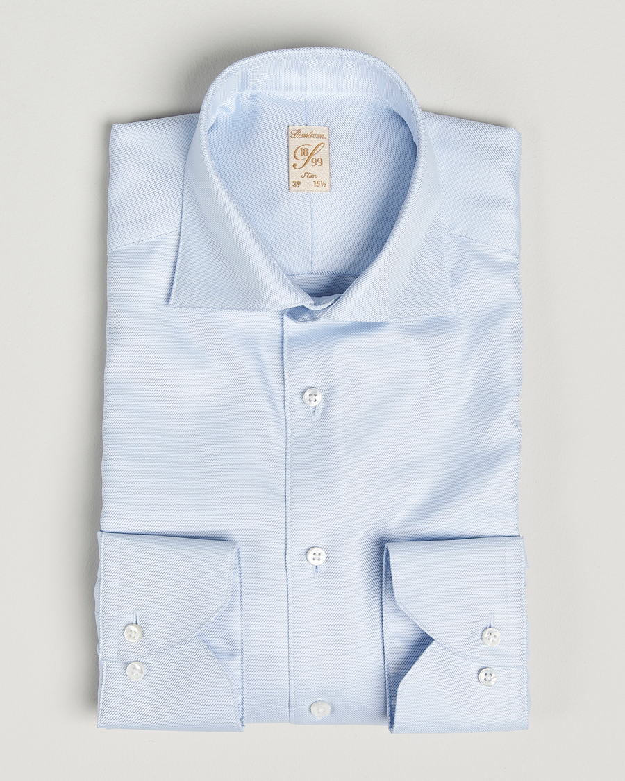 Herr | Skjortor | Stenströms | 1899 Slim Cotton Twill Shirt Light Blue