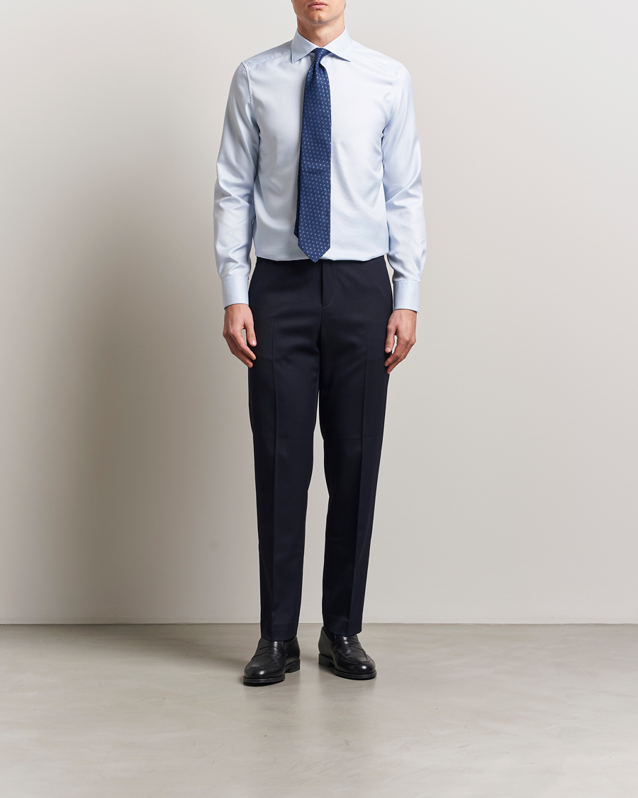 Herr | Skjortor | Stenströms | 1899 Slim Cotton Twill Shirt Light Blue