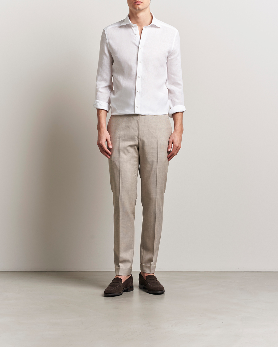 Herr | Skjortor | Stenströms | 1899 Slim Linen Shirt White