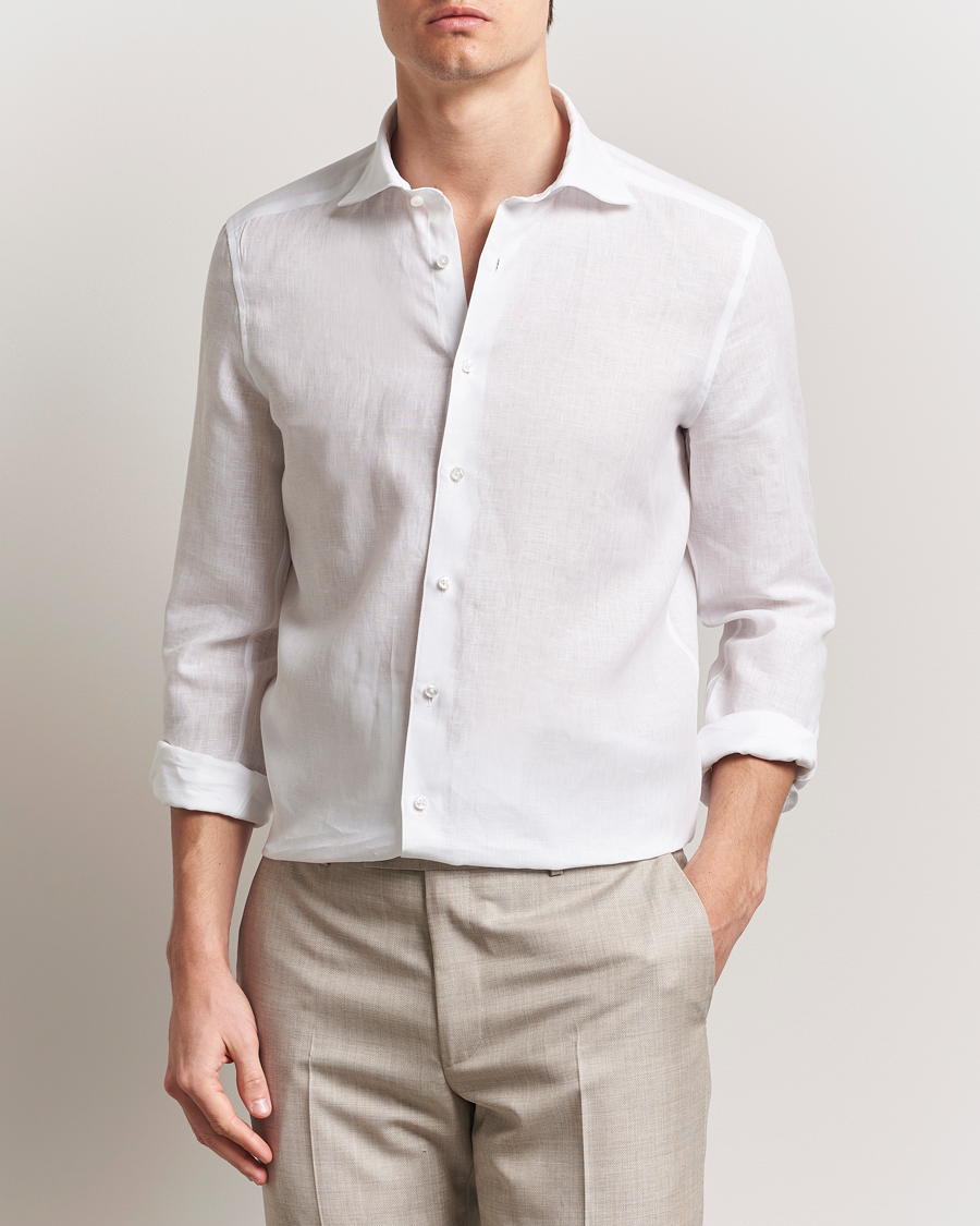 Herr | Skjortor | Stenströms | 1899 Slim Linen Shirt White