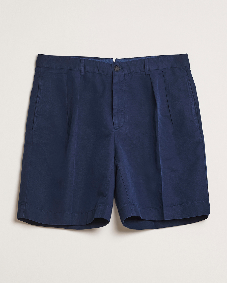 Herr | Shorts | Incotex | Pleated Chinolino Shorts Navy