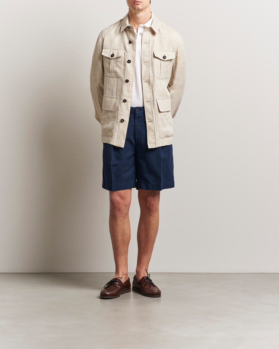Herr | Shorts | Incotex | Pleated Chinolino Shorts Navy