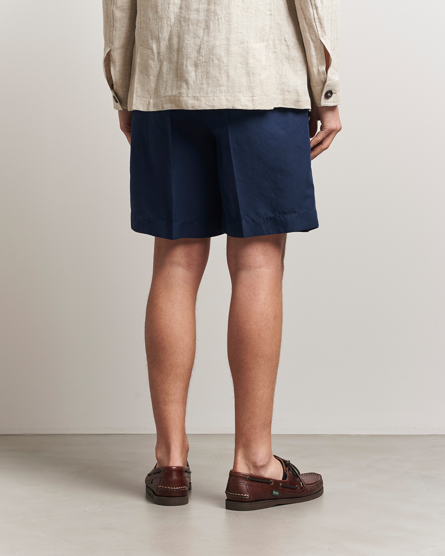 Herr | Shorts | Incotex | Pleated Chinolino Shorts Navy