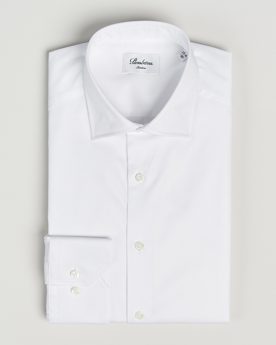 Herr | Skjortor | Stenströms | Slimline Cotton Twill Cut Away Shirt White