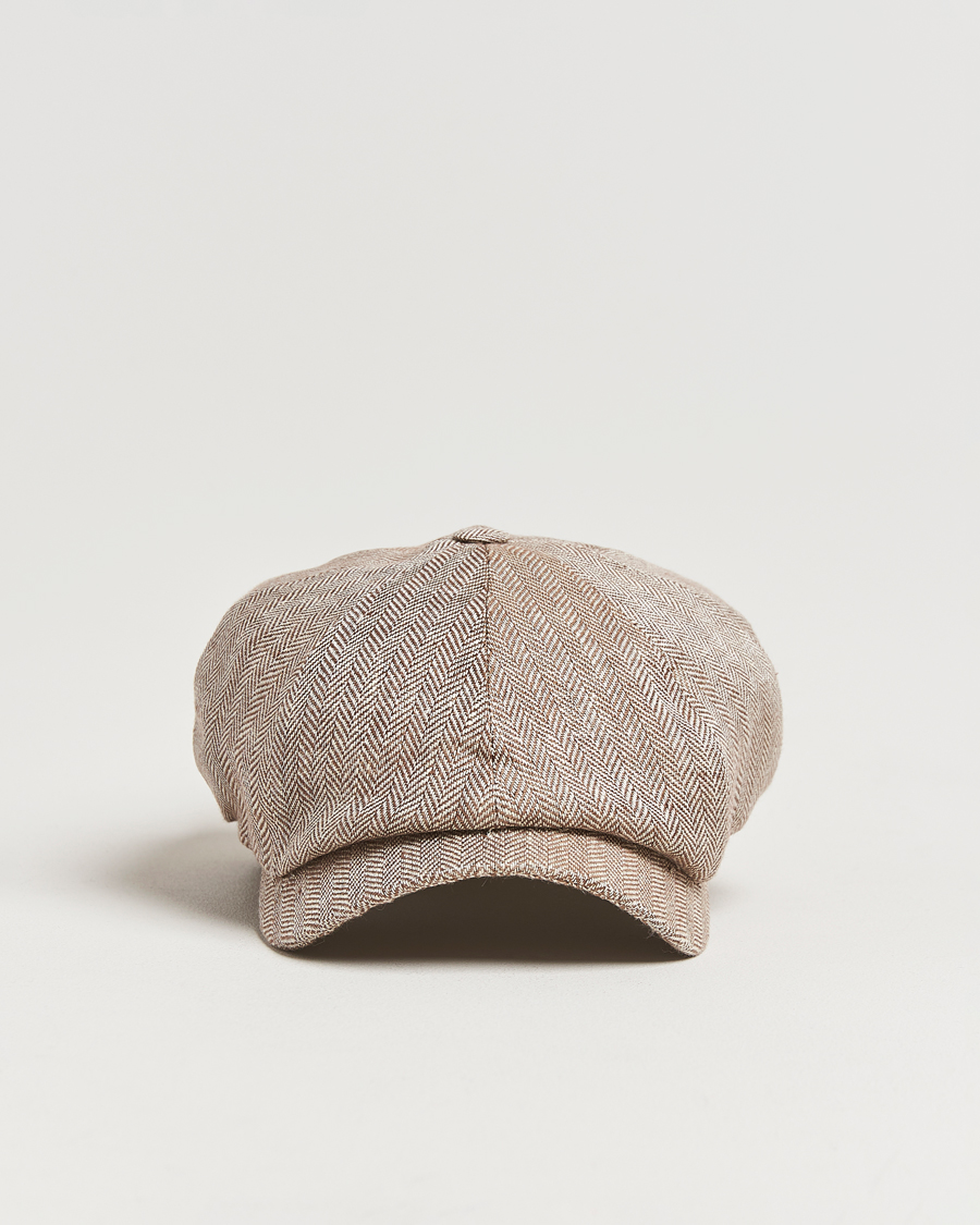 Herr | Hattar & kepsar | Wigéns | Newsboy Classic Linen Herringbone Cap Brown