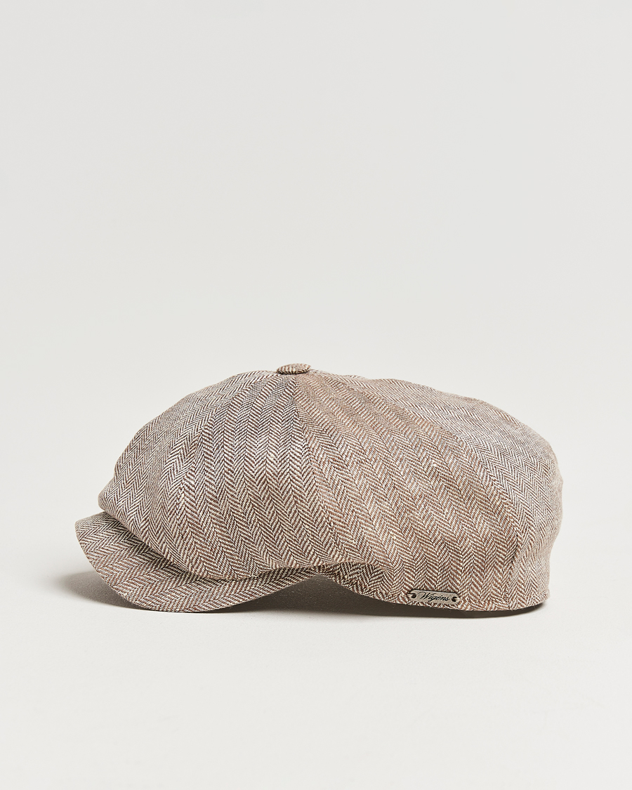 Herr | Hattar & kepsar | Wigéns | Newsboy Classic Linen Herringbone Cap Brown