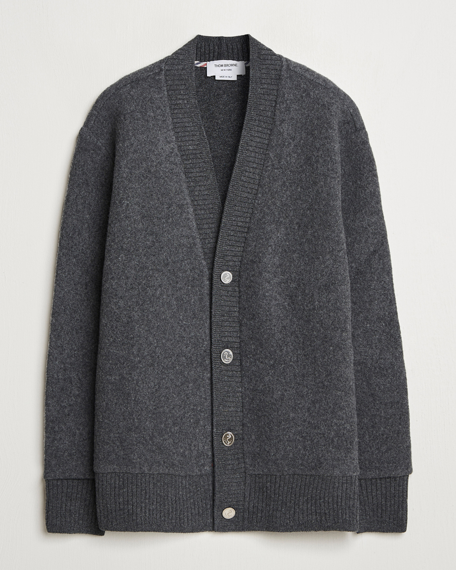 Herr | Tröjor | Thom Browne | Wool Fleece Cardigan Charcoal
