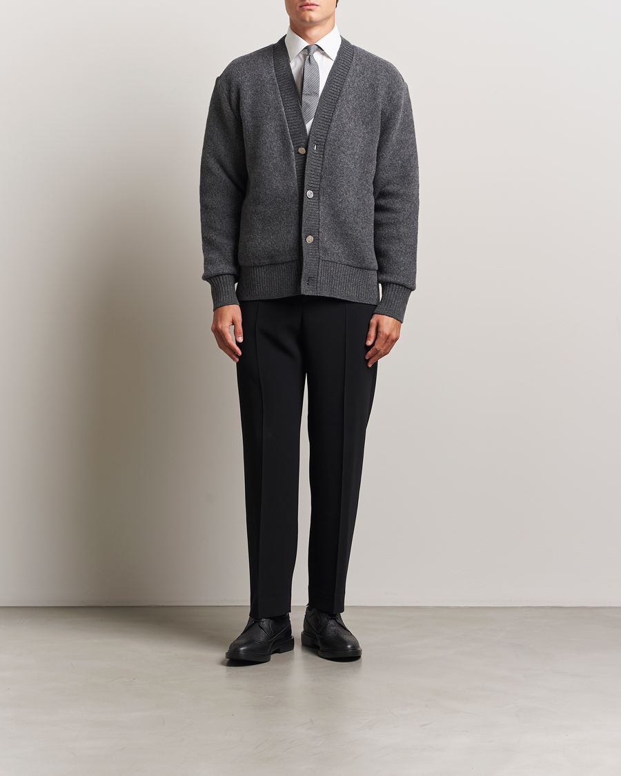 Herr | Tröjor | Thom Browne | Wool Fleece Cardigan Charcoal