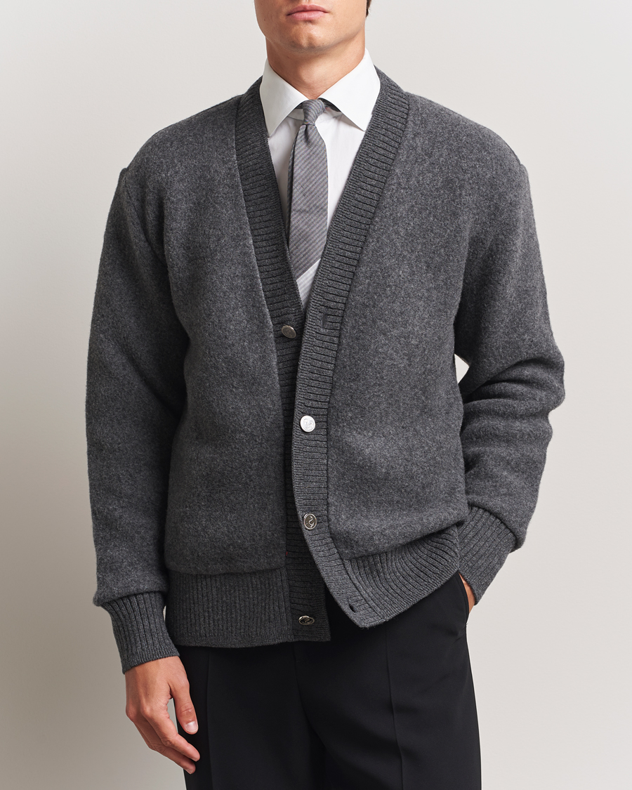 Herr | Tröjor | Thom Browne | Wool Fleece Cardigan Charcoal