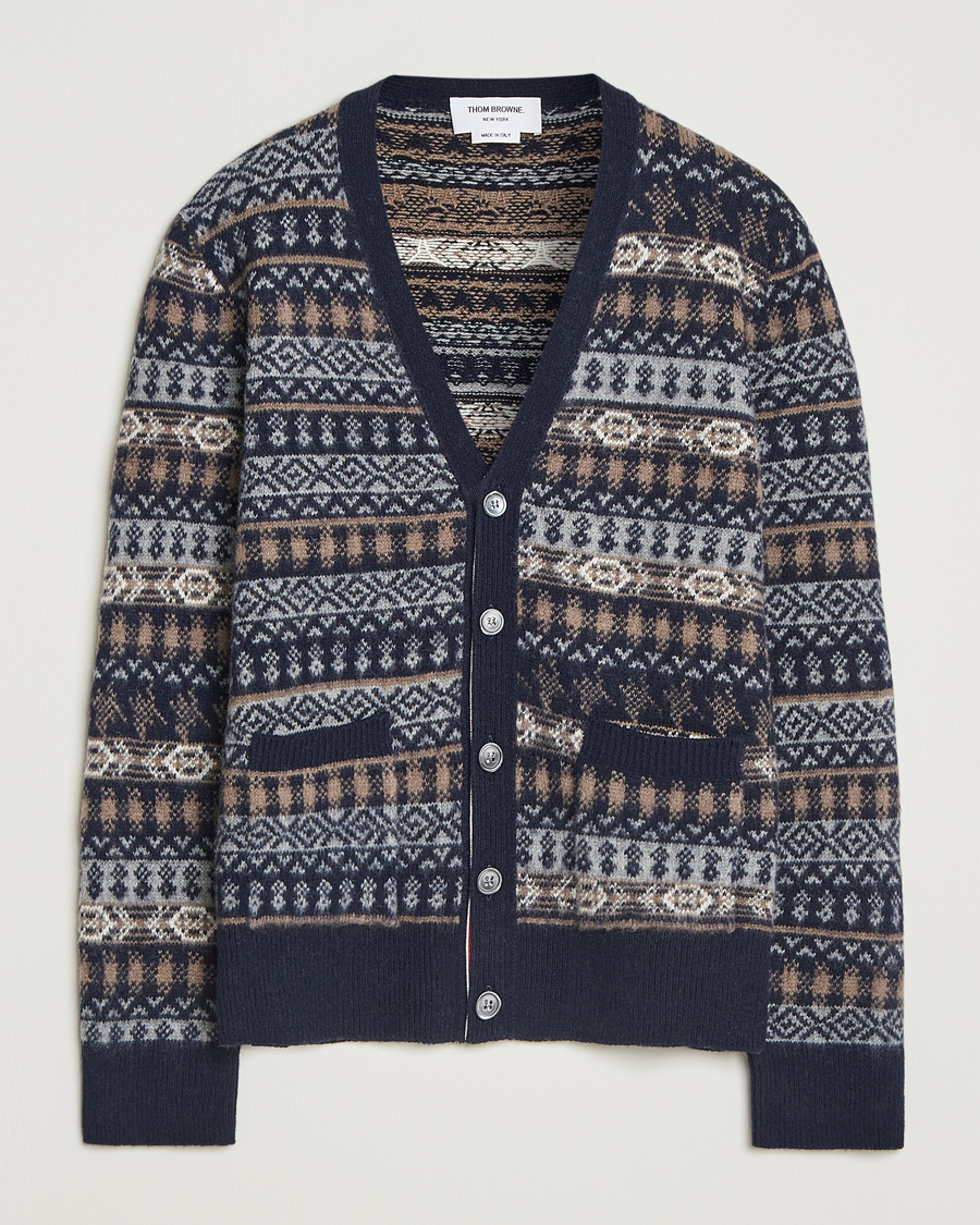 Herr | Tröjor | Thom Browne | Fairisle Jacquard Cardigan Navy