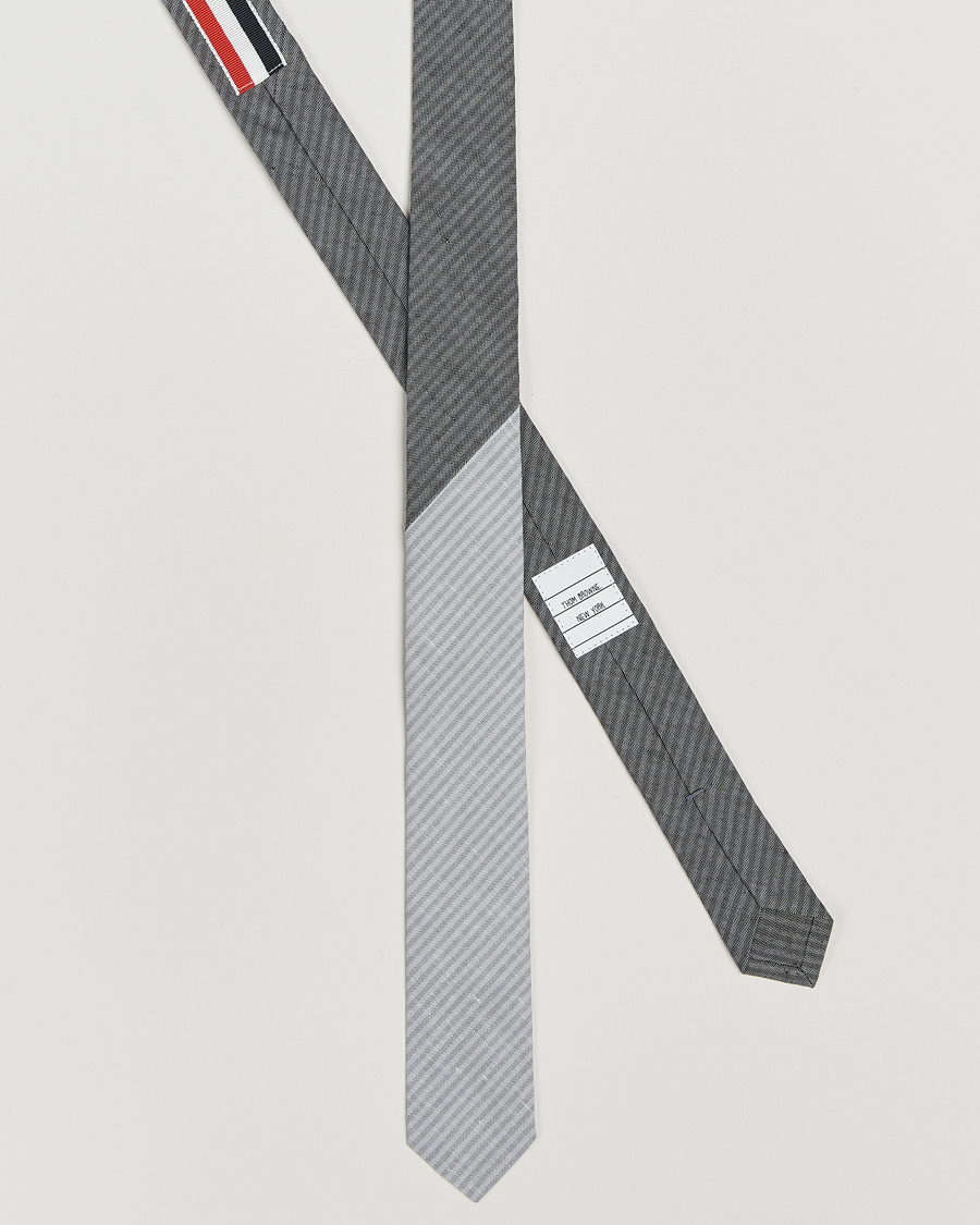 Herr | Slipsar | Thom Browne | Uni Stripe Tie Light Grey