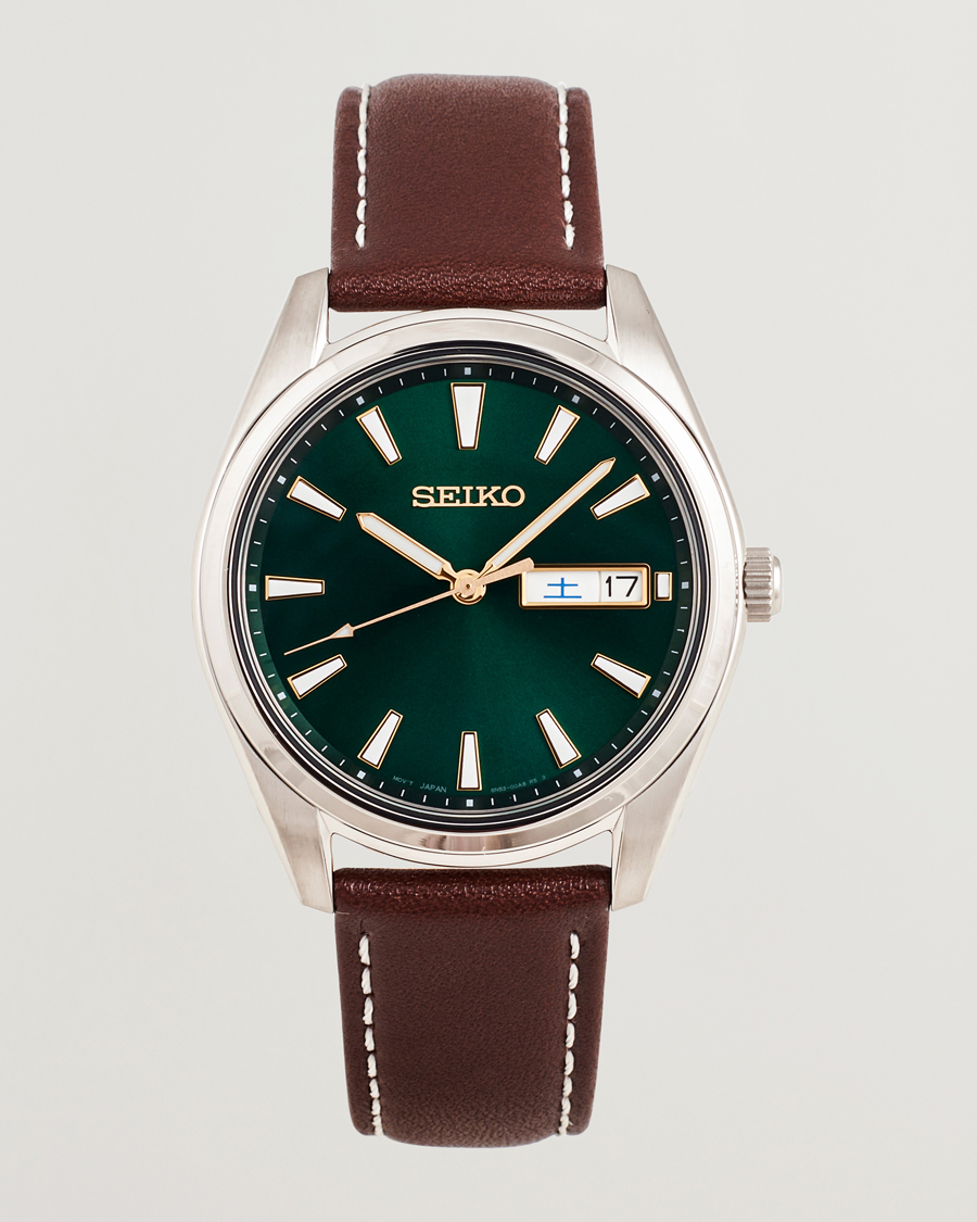 Herr | Seiko Quartz Leather 40mm Green Dial | Seiko | Quartz Leather 40mm Green Dial