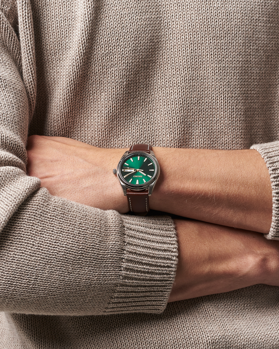 Herr | Seiko Quartz Leather 40mm Green Dial | Seiko | Quartz Leather 40mm Green Dial