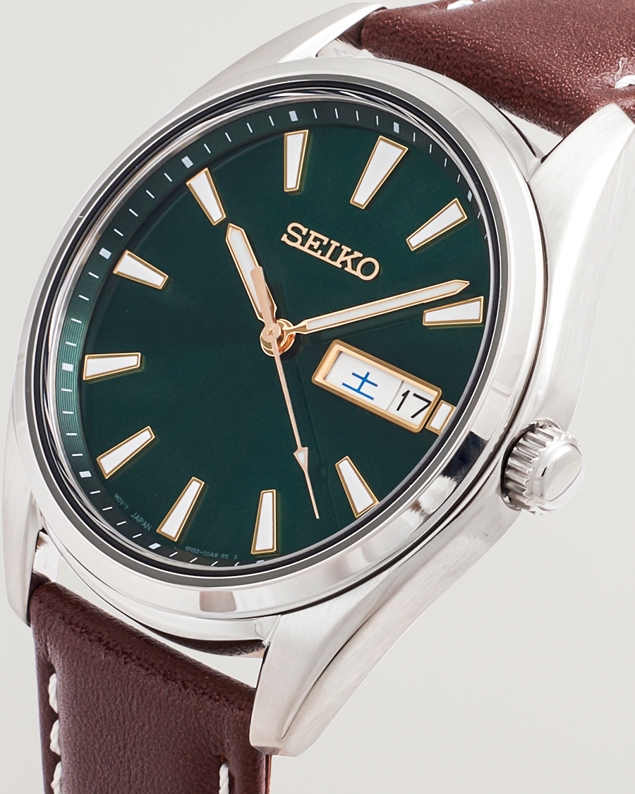 Herr | Seiko Quartz Leather 40mm Green Dial | Seiko | Quartz Leather 40mm Green Dial