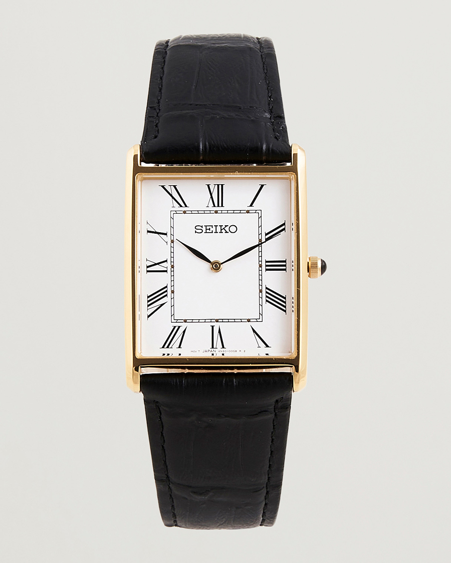 Herr | Seiko Quartz Gold Leather 28mm White Dial | Seiko | Quartz Gold Leather 28mm White Dial