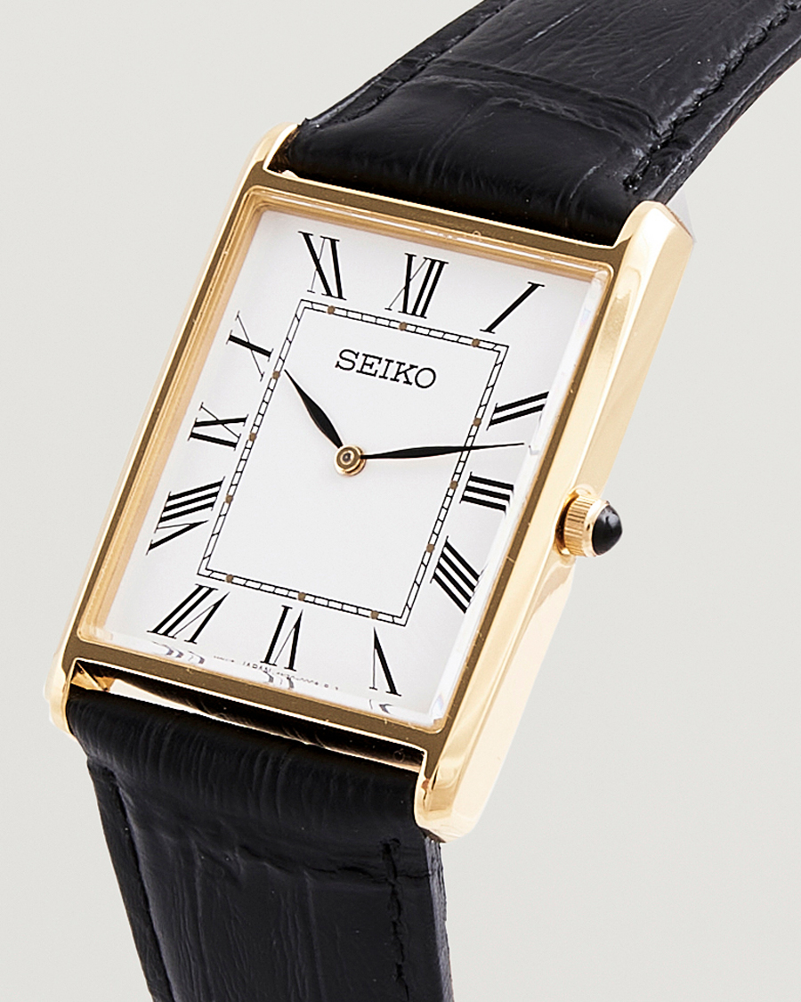 Herr | Seiko Quartz Gold Leather 28mm White Dial | Seiko | Quartz Gold Leather 28mm White Dial
