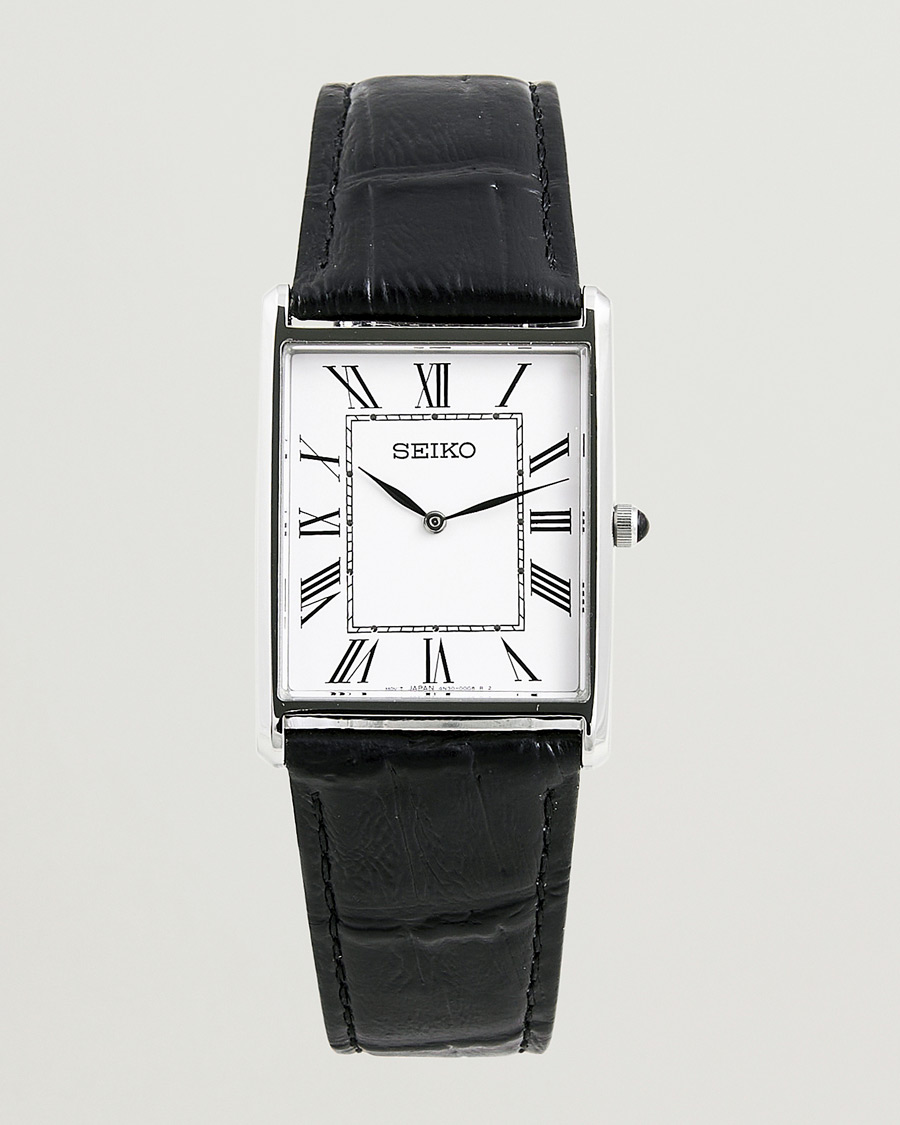 Herr | Seiko Quartz Silver Leather 28mm White Dial | Seiko | Quartz Silver Leather 28mm White Dial