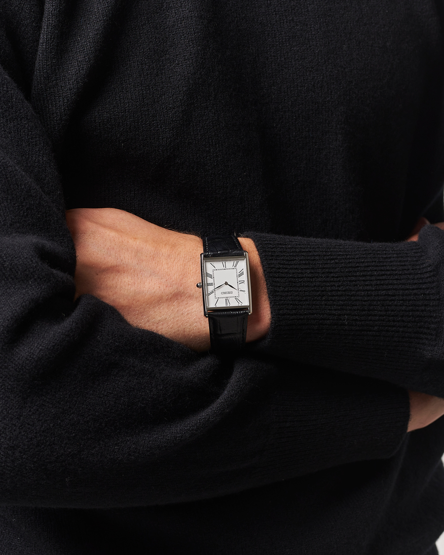 Herr | Seiko Quartz Silver Leather 28mm White Dial | Seiko | Quartz Silver Leather 28mm White Dial
