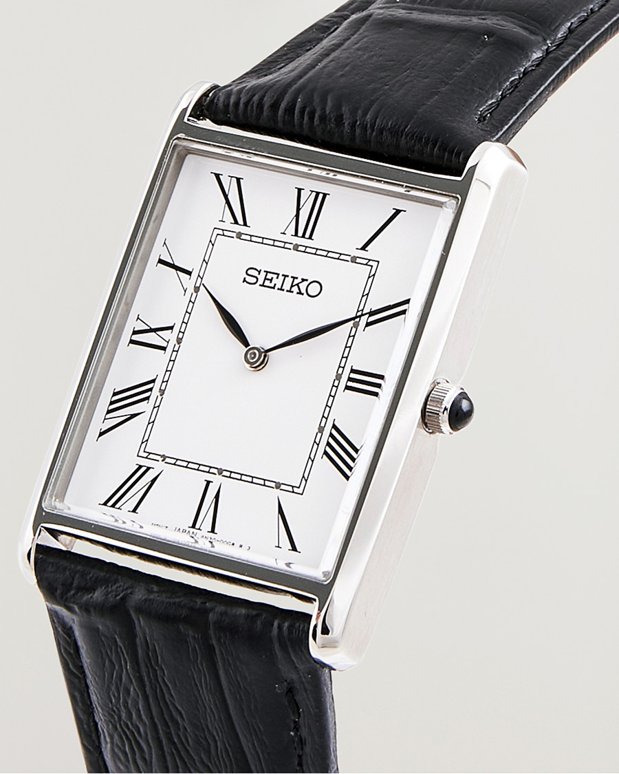 Herr | Seiko Quartz Silver Leather 28mm White Dial | Seiko | Quartz Silver Leather 28mm White Dial