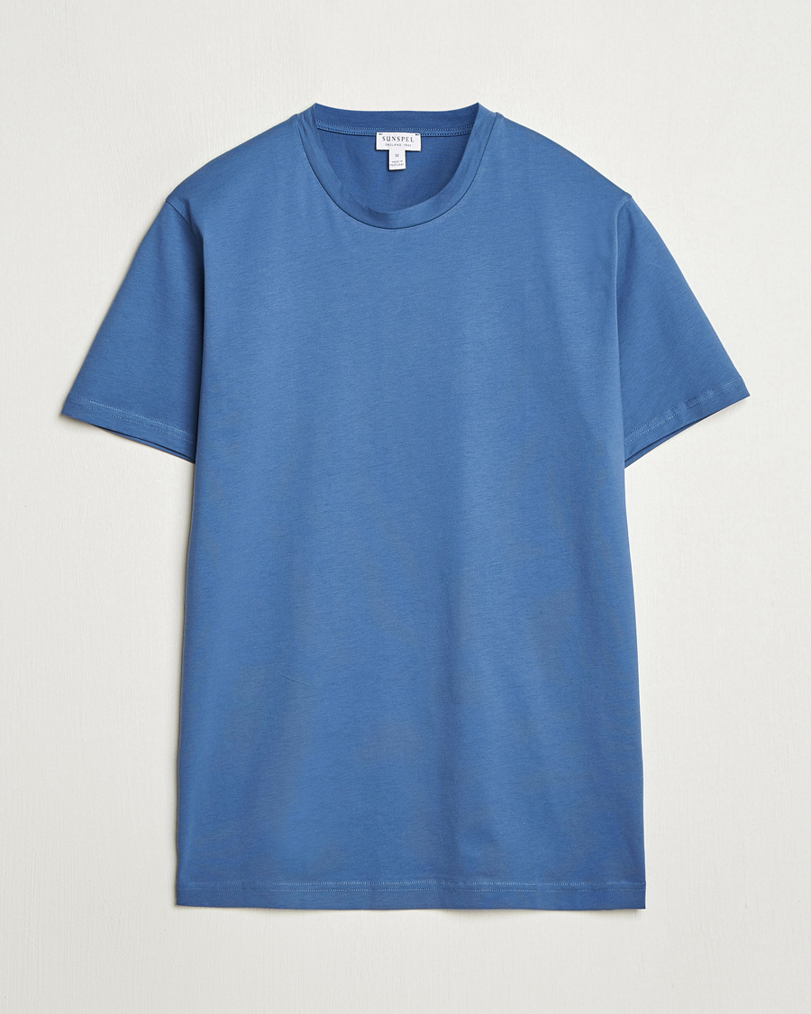 Herr | T-Shirts | Sunspel | Riviera Midweight T-Shirt Soft Denim