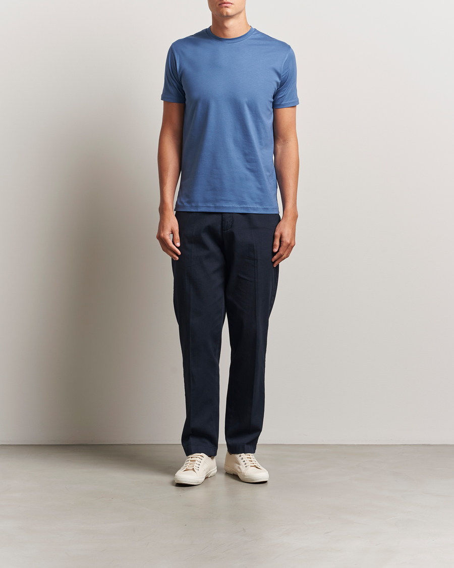 Herr | T-Shirts | Sunspel | Riviera Midweight T-Shirt Soft Denim