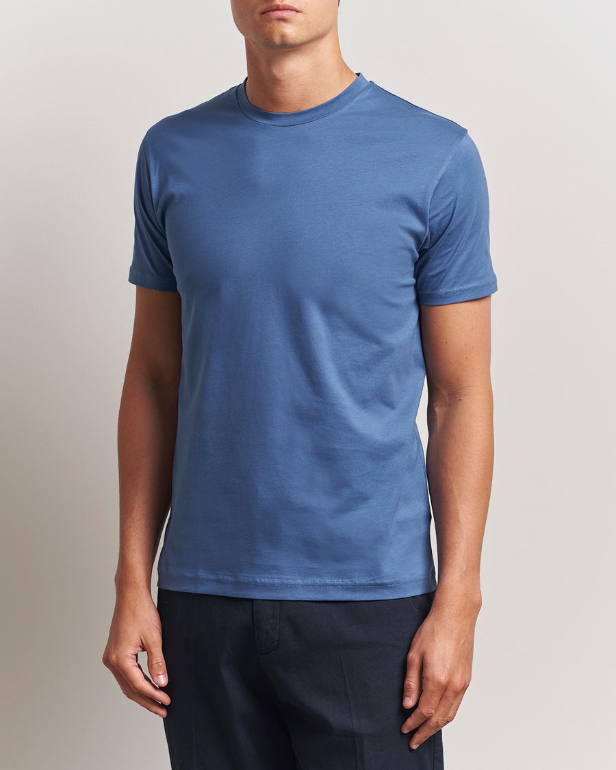 Herr | T-Shirts | Sunspel | Riviera Midweight T-Shirt Soft Denim