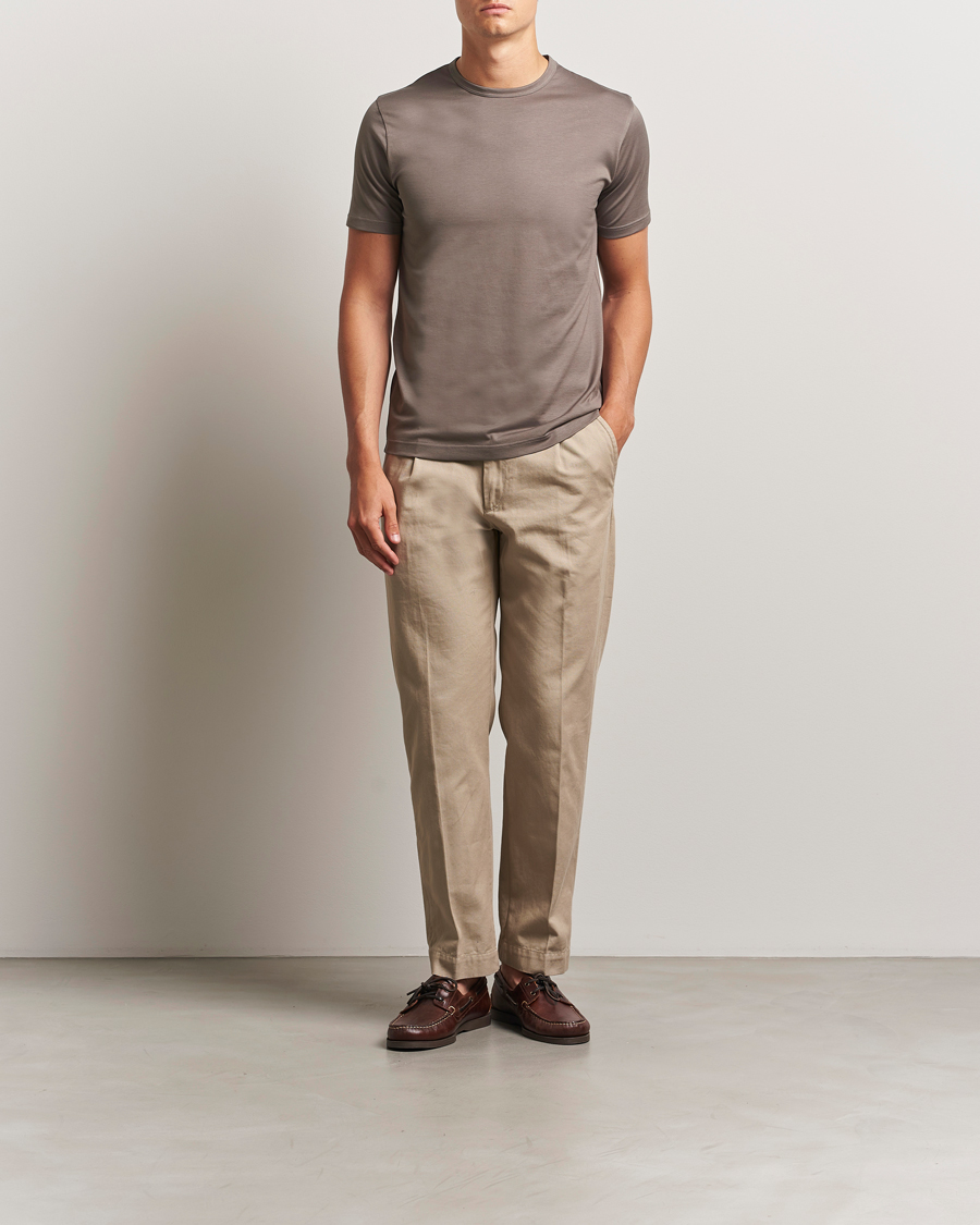 Herr | T-Shirts | Sunspel | Crew Neck Q82 Cotton T-Shirt Walnut