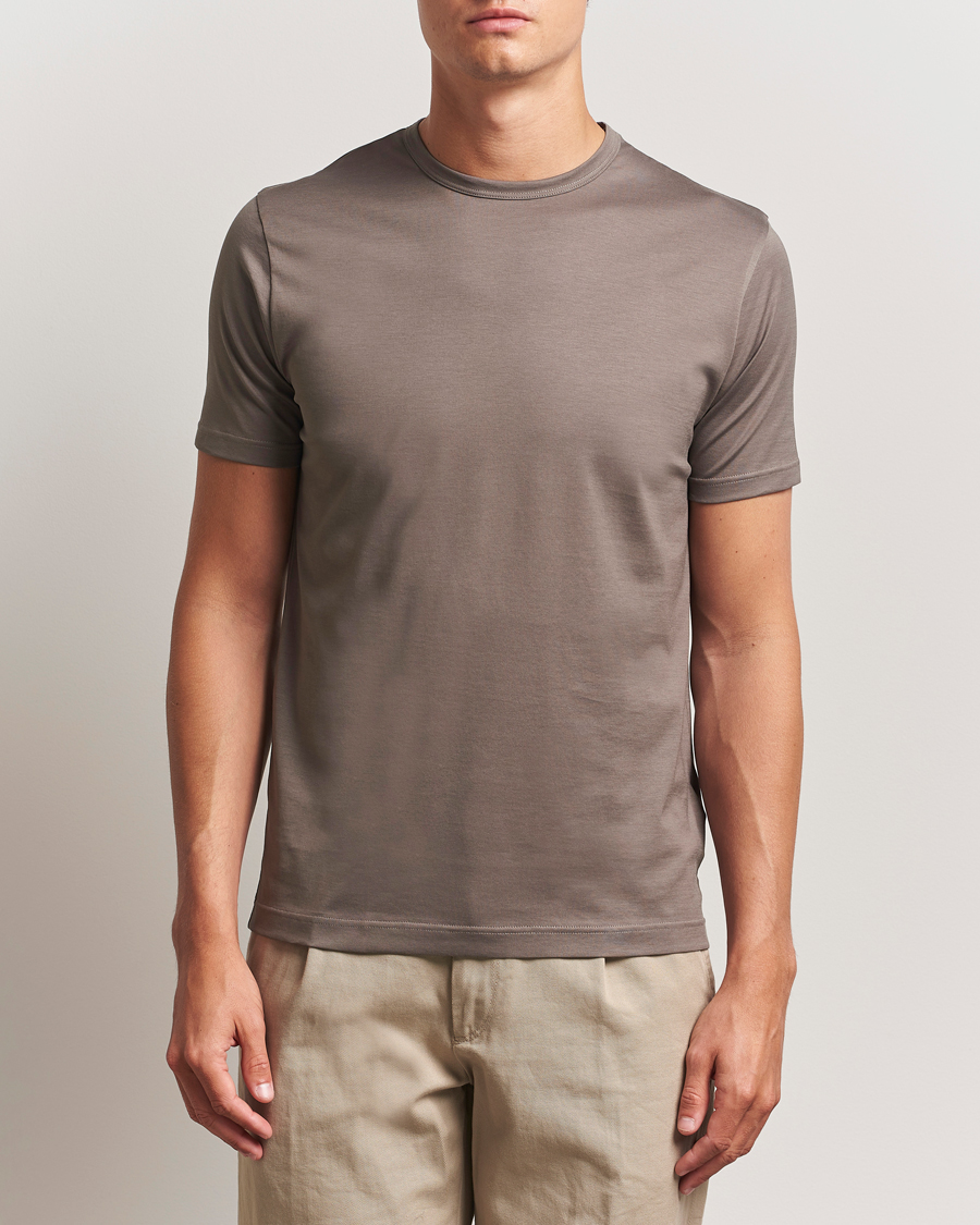 Herr | T-Shirts | Sunspel | Crew Neck Q82 Cotton T-Shirt Walnut