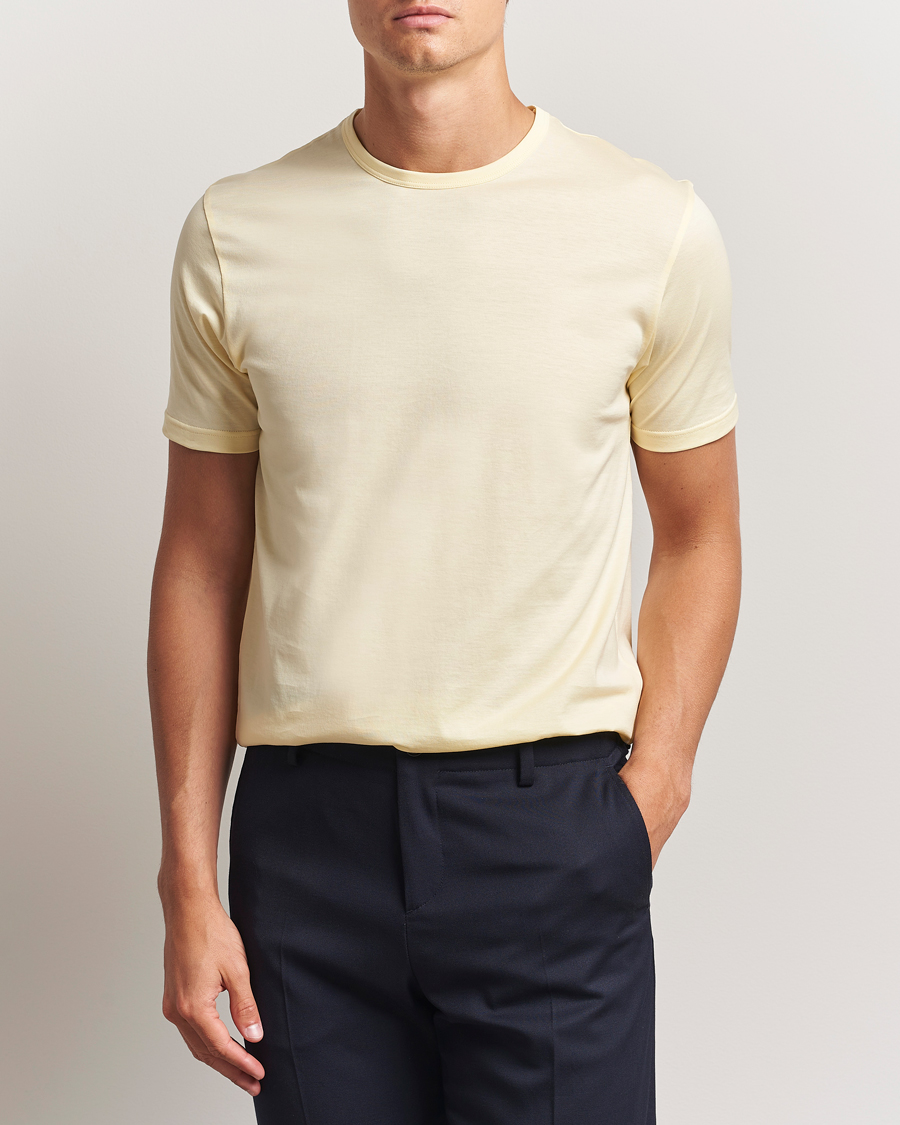 Herr | T-Shirts | Sunspel | Crew Neck Q82 Cotton T-Shirt Buttermilk