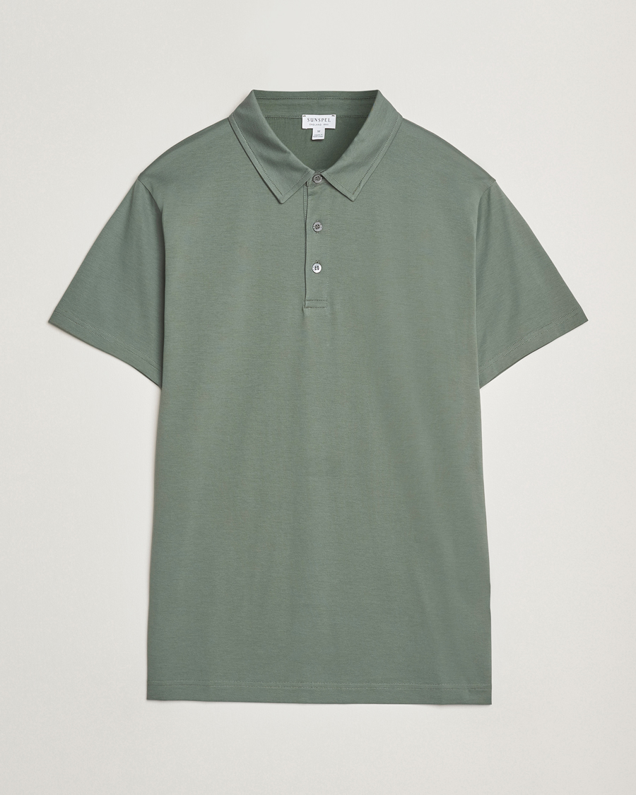 Herr | Pikéer | Sunspel | Cotton Jersey Polo Dusk Green