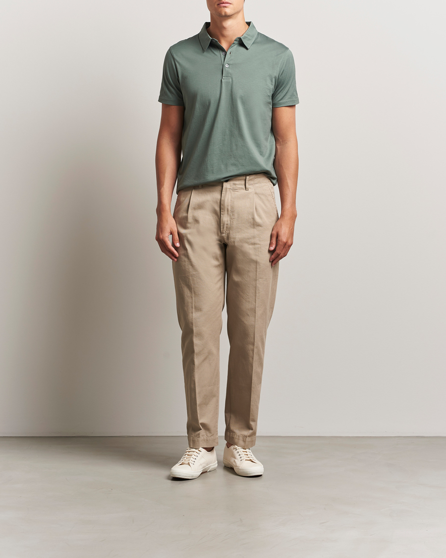 Herr | Pikéer | Sunspel | Cotton Jersey Polo Dusk Green