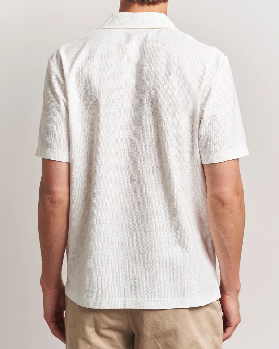Herr | Skjortor | Sunspel | Open Collar Mesh Shirt Ecru