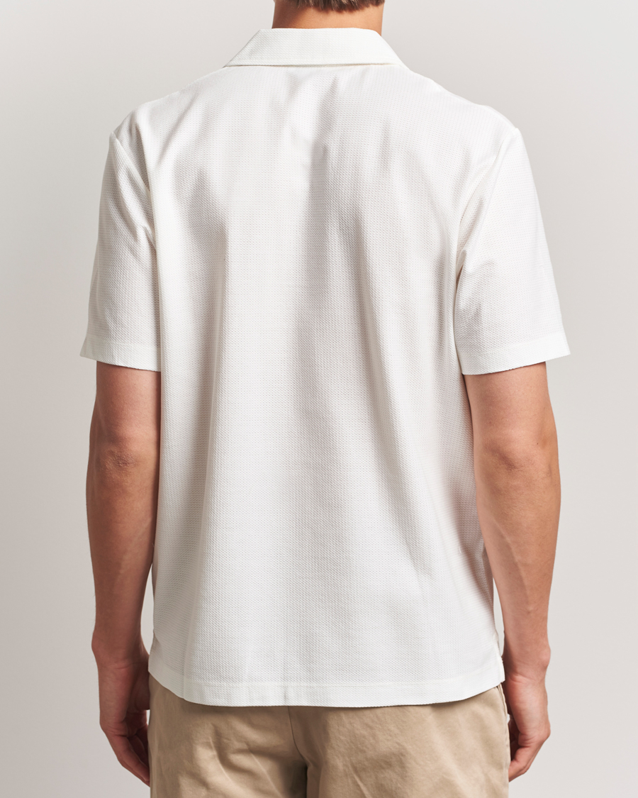 Herr | Skjortor | Sunspel | Open Collar Mesh Shirt Ecru
