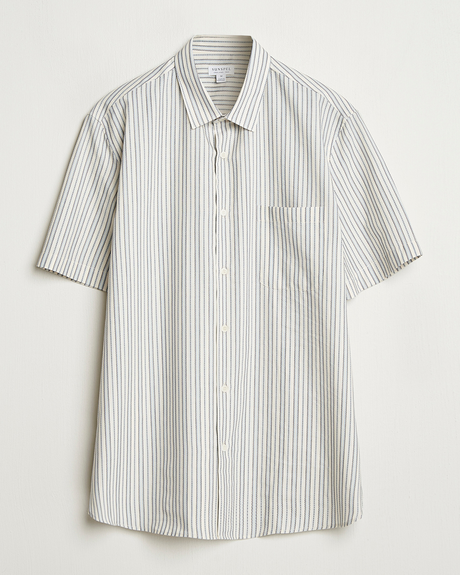 Herr | Skjortor | Sunspel | Vintage Stripe Shirt Ecru/Denim