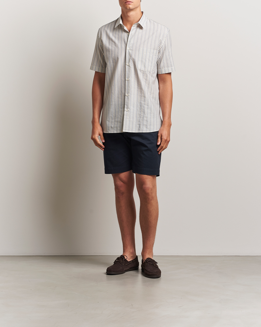 Herr | Skjortor | Sunspel | Vintage Stripe Shirt Ecru/Denim