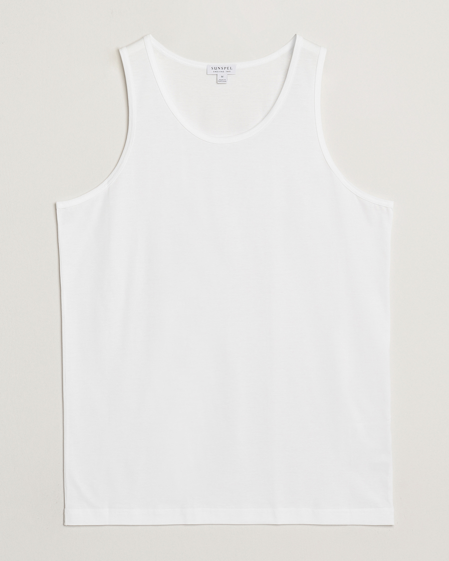 Herr | T-Shirts | Sunspel | Superfine Cotton Underwear Vest White